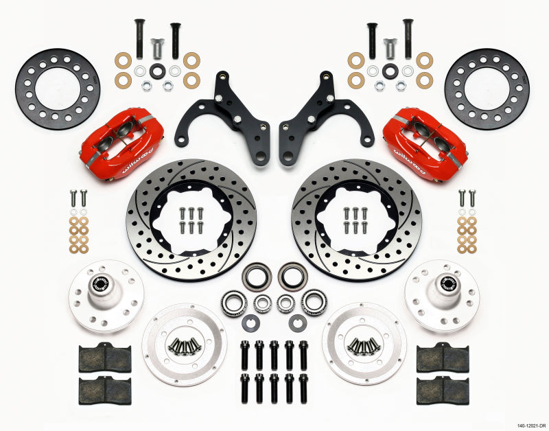 Wilwood Forged Dynalite Front Kit 11.00in Drill-Red 65-68 Chevy Impala -Drum Spindle 140-12021-DR 140-12021-DR Photo - Primary