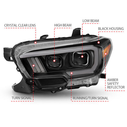 Anzo Toyota Tacoma '16-18 Projector Plank Style Switchback H.L Black Amber 111397 Photo - lifestyle view