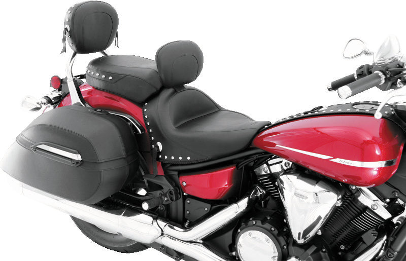 Mustang Motorcycle Mustang 07-17 Yamaha V-Star 1300,1300 Tourer Wide 2PC Seat w/ Driver Backrest Studs- Black 79476 79476 User 1