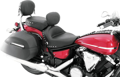 Mustang Motorcycle Mustang 07-17 Yamaha V-Star 1300,1300 Tourer Wide 2PC Seat w/ Driver Backrest Studs- Black 79476 79476 User 1