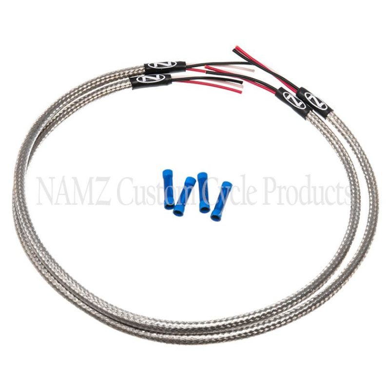 NAMZ Turn Signal Harness 24in. (SS Braided & Clear Coated - For Triple Tree Mounted Signals) NTSH-2402 NTSH-2402 Photo - Primary