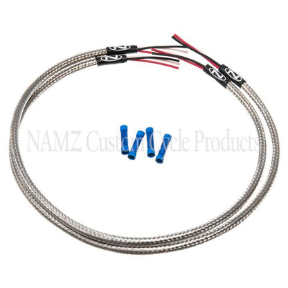 NAMZ Turn Signal Harness 24in. (SS Braided & Clear Coated - For Triple Tree Mounted Signals) NTSH-2402 NTSH-2402 Photo - Primary