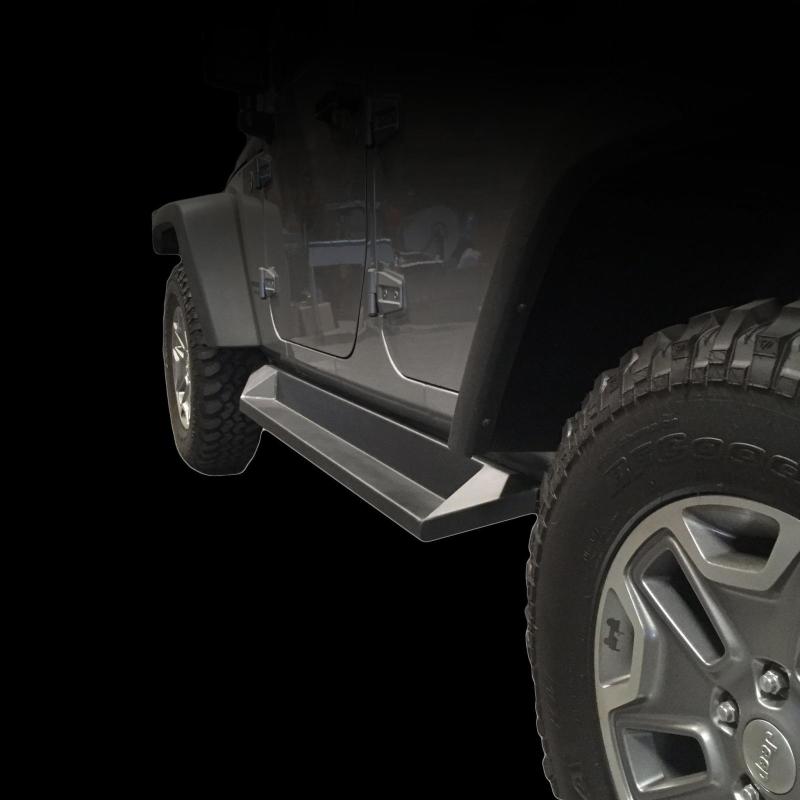 DV8 Offroad 07-18 Jeep Wrangler JK Plated Steel Rock Slider Steps - Matte Black (4 Door Only) SRSOTB-10 SRSOTB-10 Photo - Close Up