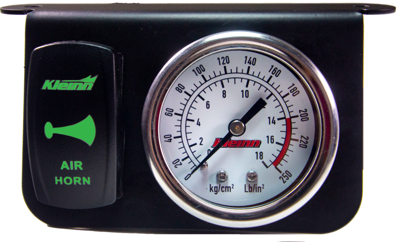 Kleinn Air Horns Kleinn Panel Mounted 160 PSI Gauge w/ an Illuminated GREEN Momentary Rocker Switch 1303G 1303G Photo - Primary