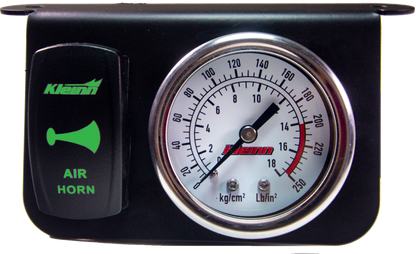 Kleinn Air Horns Kleinn Panel Mounted 160 PSI Gauge w/ an Illuminated GREEN Momentary Rocker Switch 1303G 1303G Photo - Primary