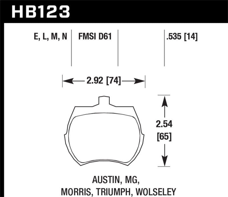 Hawk Performance Hawk 64-70 Austin Healey Sprite Front ER-1 Brake Pads HB123D.535 HB123D.535 Photo - Primary
