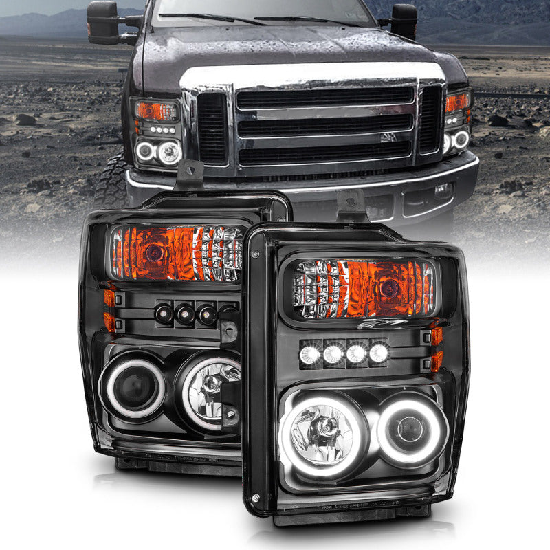 Anzo 2008-2010 Ford F-250 Projector Headlights w/ Halo Black (CCFL) 111168 Photo - lifestyle view
