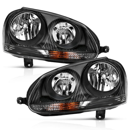 ANZO 2006-2009 Volkswagen Us Rabbit Crystal Headlight Black (Halogen Only) 121542 121542 Photo - Primary