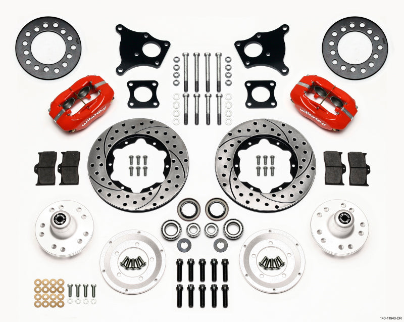 Wilwood Forged Dynalite Front Kit 11.00in Drill-Red AMC 71-76 OE Disc w/o Bendix Brakes 140-11940-DR 140-11940-DR Photo - Primary