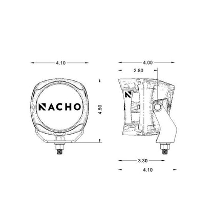 ARB Nacho 4in Offroad / SAE Combo White LED Light PM461 PM461 Technical Drawing