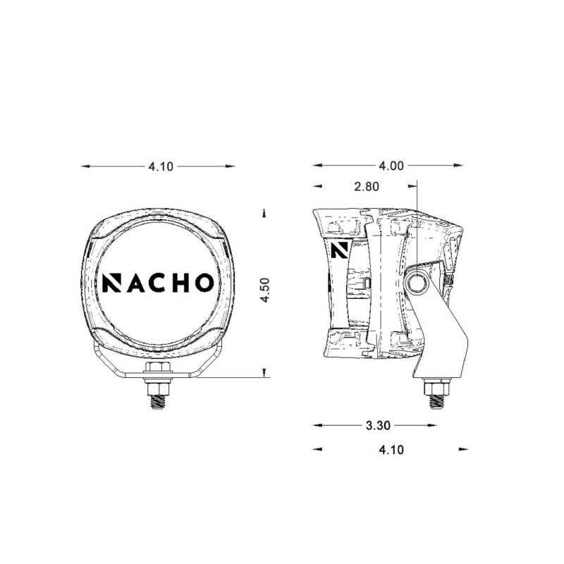 ARB Nacho 4in Offroad / SAE Combo White LED Light PM461 PM461 Technical Drawing