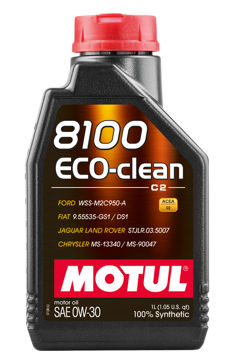 Motul 1L Synthetic Engine Oil 8100 Eco-Clean 0W30 12X1L - Acea C2/API SM/ST.JLR 03.5007 - 1L 102888 102888 Photo - Primary