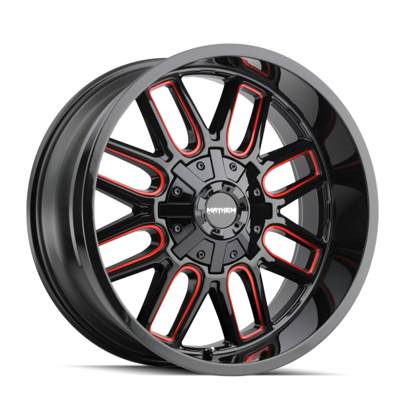 Mayhem 8107 Cogent 20x9 / 5x139.7 BP / 0mm Offset / 110mm Hub Black w/ Prism Red Wheel 8107-2997BTR 8107-2997BTR Photo - Primary