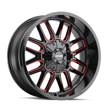 Mayhem 8107 Cogent 17x9 / 6x135 BP / -12mm Offset / 106mm Hub Black w/ Prism Red Wheel 8107-7937BTR 8107-7937BTR Photo - Primary