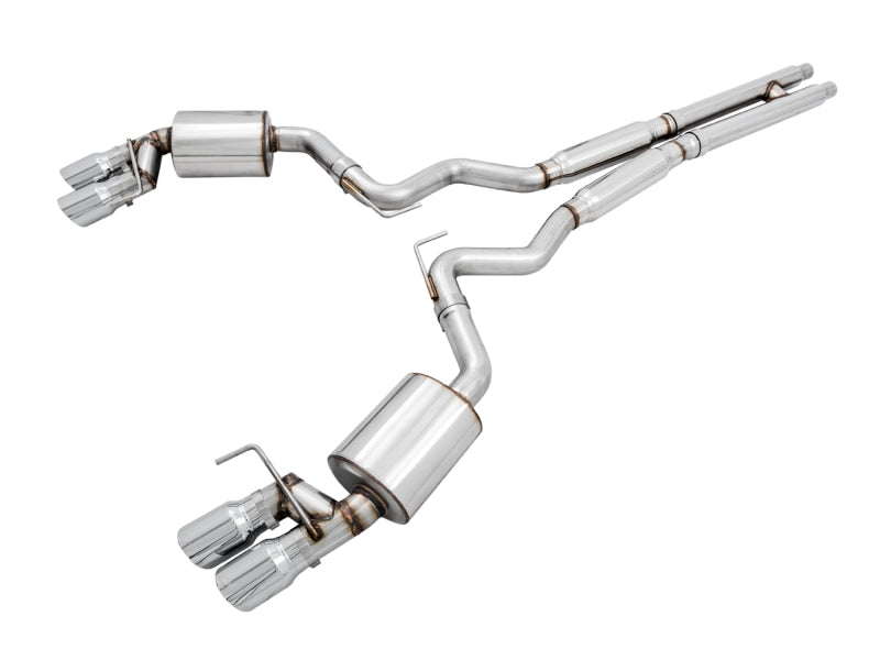 AWE Tuning 2018+ Ford Mustang GT (S550) Cat-back Exhaust - Touring Edition (Quad Chrome Silver Tips) 3015-42102 3015-42102 Photo - Primary
