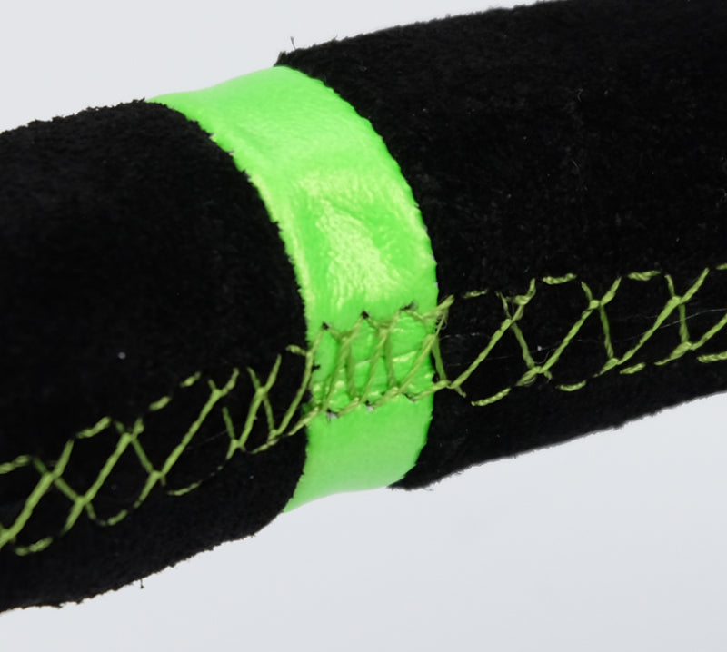 NRG Reinforced Steering Wheel 350mm/3in. Deep Blk Suede/ Neon Green Stitch w/5mm Matte Black Spoke RST-036MB-S-GN RST-036MB-S-GN User 1