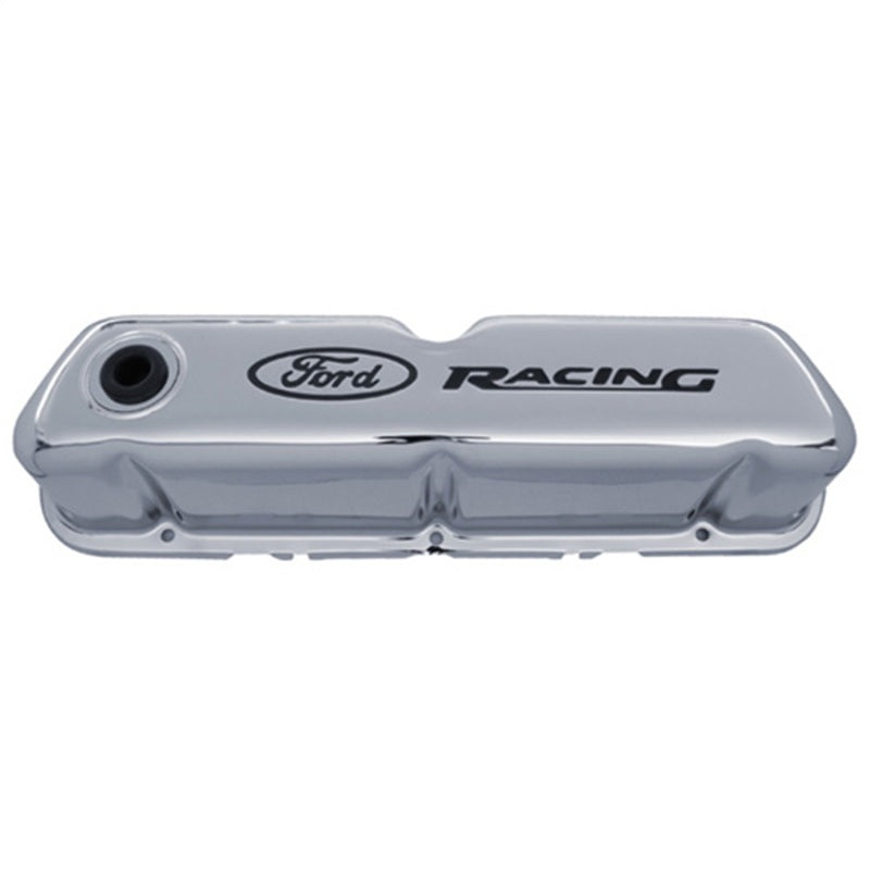 Ford Chrome Steel Valve Cover Set w/Ford Racing Logo FRD302-071 302-071 Photo - Primary