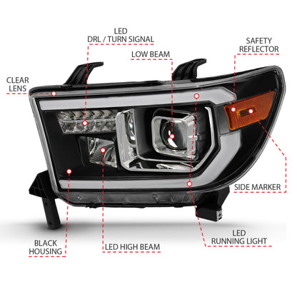 ANZO 2007-2014 Toyota Tundra Projector Light Bar H.L Black Amber(Led High Beam) (Halogen Version) 111447 111447 Photo - Unmounted