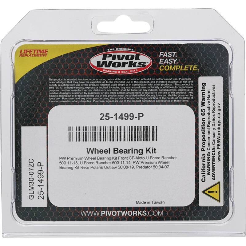 Pivot Works CF-Moto, Ducati, Polaris Wheel Bearing Kit Premium Bearings 25-1499-P 25-1499-P Photo - Primary