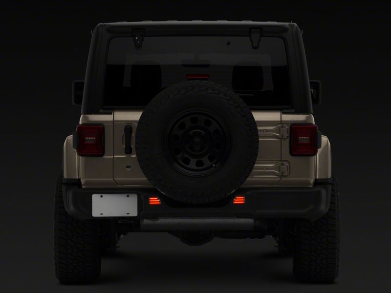 Raxiom 18-23 Jeep Wrangler JL Moab Rubicon Sahara Axial LED Rear Bumper Reflector Lights- Smoked J134141-JL J134141-JL Photo - Close Up