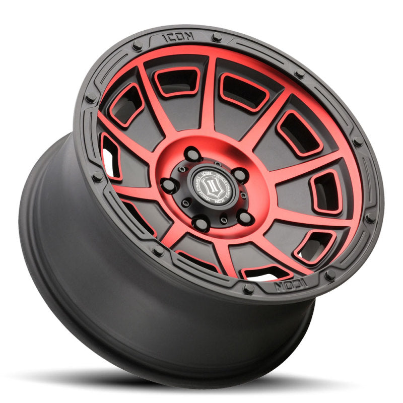 ICON Victory 17x8.5 5x4.5 0mm Offset 4.75in BS Satin Black w/Red Tint Wheel 3017856547SBRT 3017856547SBRT Photo - Unmounted