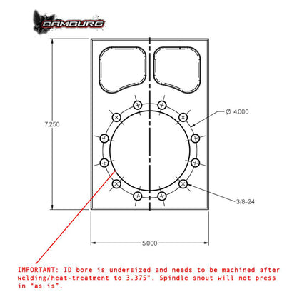 Camburg 4130 TT Bolt-on Spindle Snout Block CAM-010061 CAM-010061 Line Art