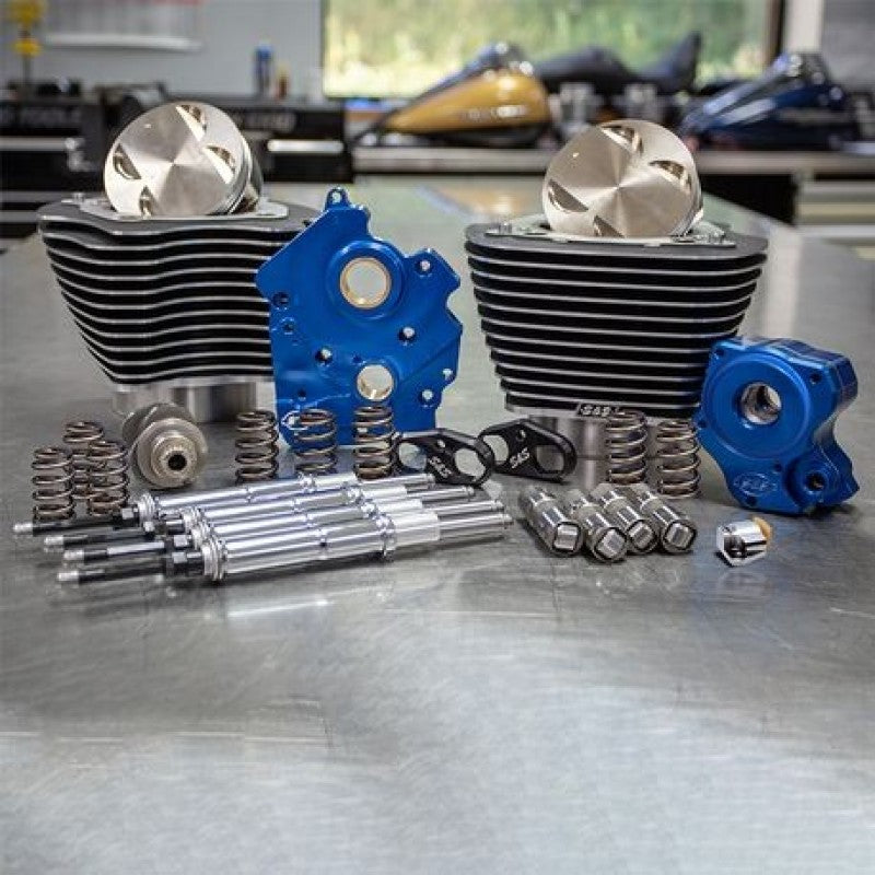 S&S Cycle 2017+ M8 4.250in Bore 550C Cam w/ Chrome Pushrods Power Pack - Wrinkle Black w/ Highlight 310-1101B 310-1101B Photo - Primary