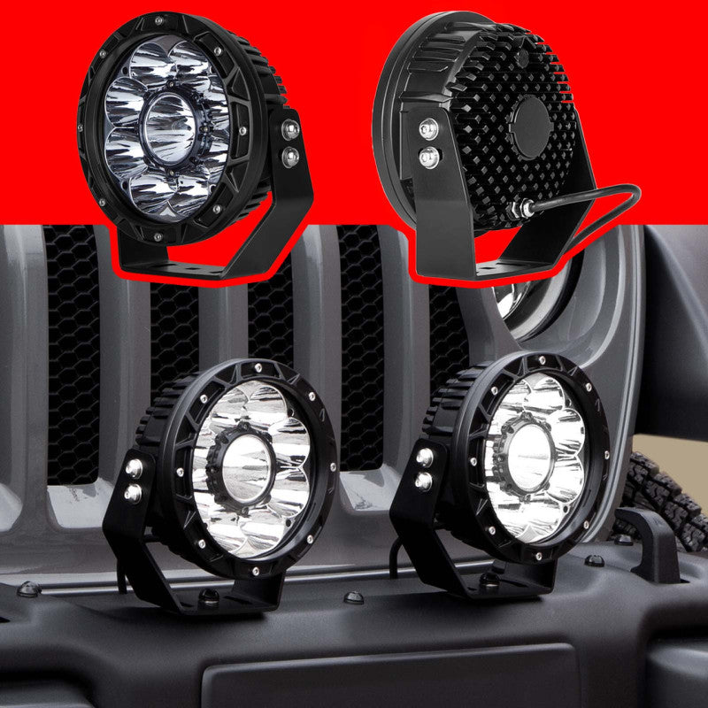 XKGLOW XK Glow Combo Beam Offroad Round Work Light Kit 2pc 7in 44W XK066007 XK066007 User 1