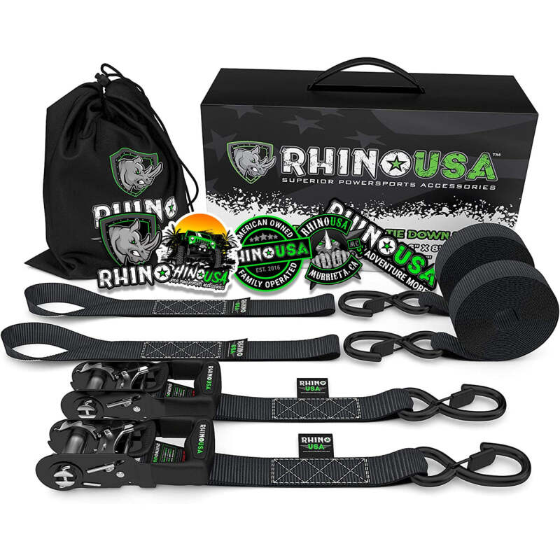 Rhino USA Heavy Duty Ratchet Tie-Downs 2-Pack (Black) 1.6In X 8Ft GRLA-TDWN-SET GRLA-TDWN-SET Photo - Primary