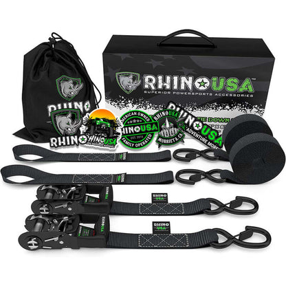 Rhino USA Heavy Duty Ratchet Tie-Downs 2-Pack (Black) 1.6In X 8Ft GRLA-TDWN-SET GRLA-TDWN-SET Photo - Primary