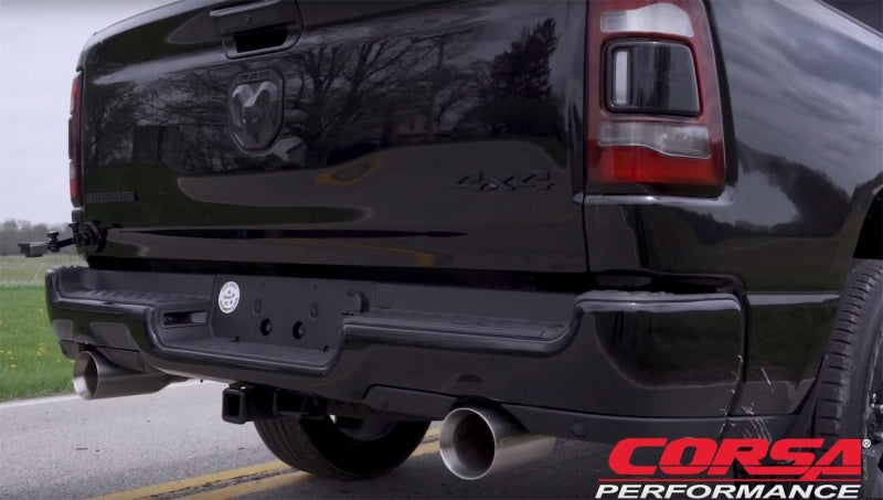 Corsa 2019 Ram 1500 5.7L Crew Cab w/ 57in or 76in Bed Cat-Back Dual Rr Exit 5in Satin Polished Tips 21035 21035 Photo - Mounted