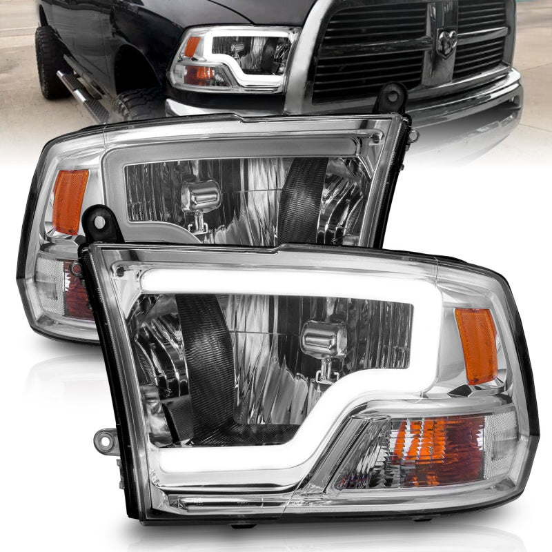 ANZO 2009-2018 Dodge Ram 1500/ 2500/ 3500 Crystal Headlights w/ Light Bar Chrome Housing 111516 111516 Photo - Primary