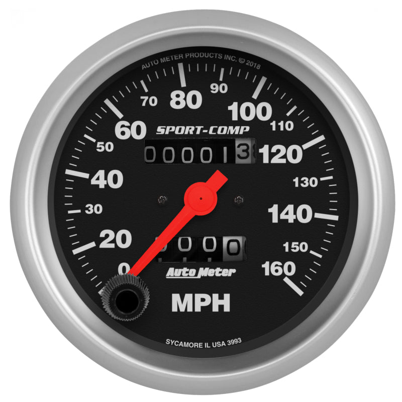 AutoMeter Sport-Comp Speedometer Gauge 3-3/8in. - 0-160MPH - Mechanical - In-Dash 3993 3993 Photo - Primary