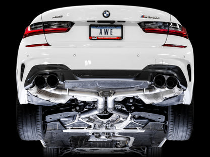 AWE Tuning 2019+ BMW M340i (G20) Track Edition Exhaust - Quad Diamond Black Tips 3020-43085 3020-43085 Photo - Mounted