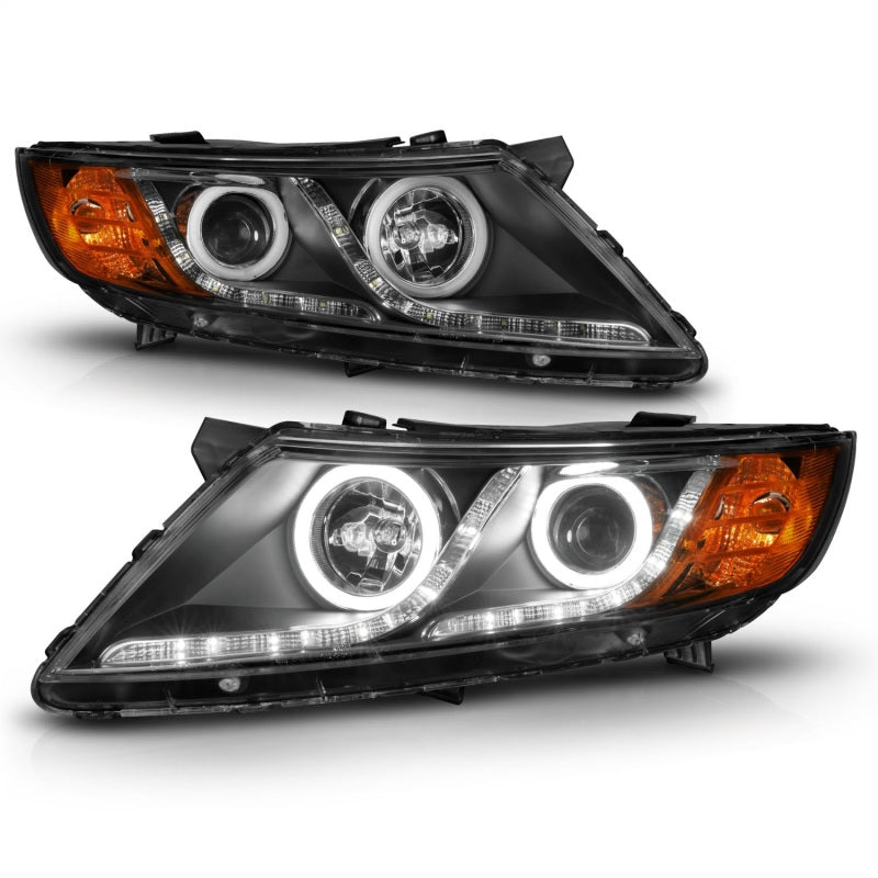 Anzo 2011-2013 Kia Optima Projector Headlights w/ Halo Black (CCFL) 121460 Photo - Unmounted