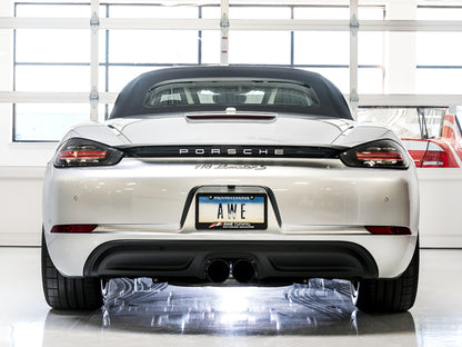 AWE Tuning Porsche 718 Boxster / Cayman Touring Edition Exhaust - Diamond Black Tips 3015-33080 3015-33080 Photo - Mounted