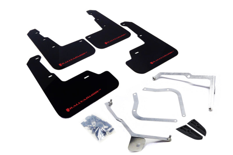 Rally Armor 15+ Subaru Wrx & Sti Sedan Only Ur Black Mud Flap W/ Red Logo MF32-UR-BLK/RD Photo - Primary