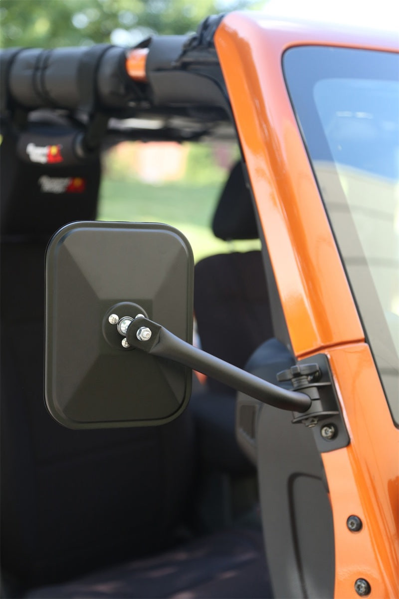Rugged Ridge Quick Release Mirror,Rectangular,Textured Black;97-18 Jeep Wrangler 11025.18 Photo - Mounted