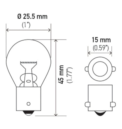 Hella Bulb 93 12V 13W BA15s S8 93 93 Technical Drawing