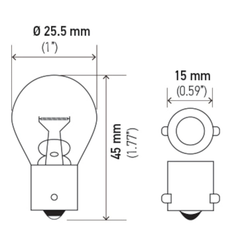 Hella Bulb 93 12V 13W BA15s S8 93 93 Technical Drawing