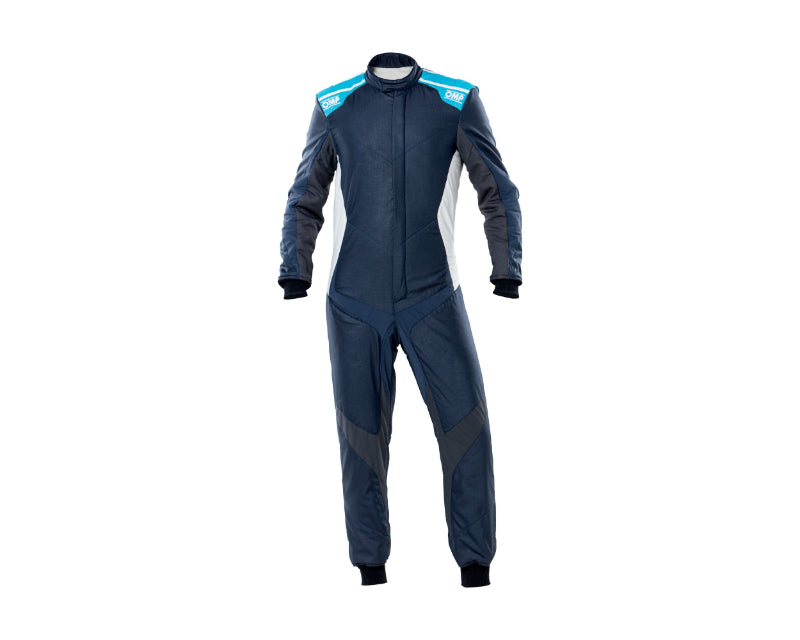 OMP One Evo X Overall Navy Blue/Cyan - Size 48 (Fia 8856-2018) IA0-1861-A01-244-48 IA0-1861-A01-244-48 Photo - Primary