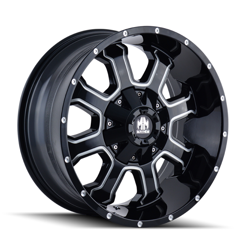 Mayhem 8103 Fierce 20x10 / 5x127 BP / -19mm Offset / 87mm Hub Black w/ Milled Spokes Wheel 8103-2152M 8103-2152M Photo - Primary