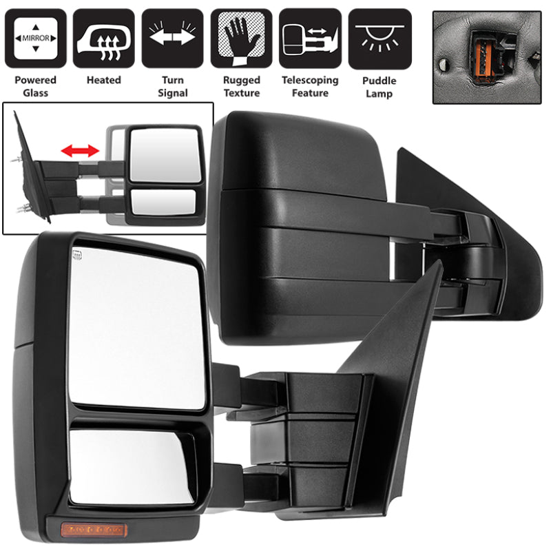 SPYDER xTune Ford F-150 07-14 Heated Amber LED Signal Telescoping Mirror - SET MIR-FF15007S-PWH-AM-SET 9936791 9936791 Photo - Primary