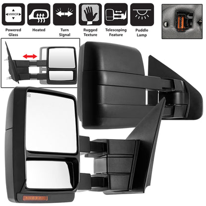SPYDER xTune Ford F-150 07-14 Heated Amber LED Signal Telescoping Mirror - SET MIR-FF15007S-PWH-AM-SET 9936791 9936791 Photo - Primary