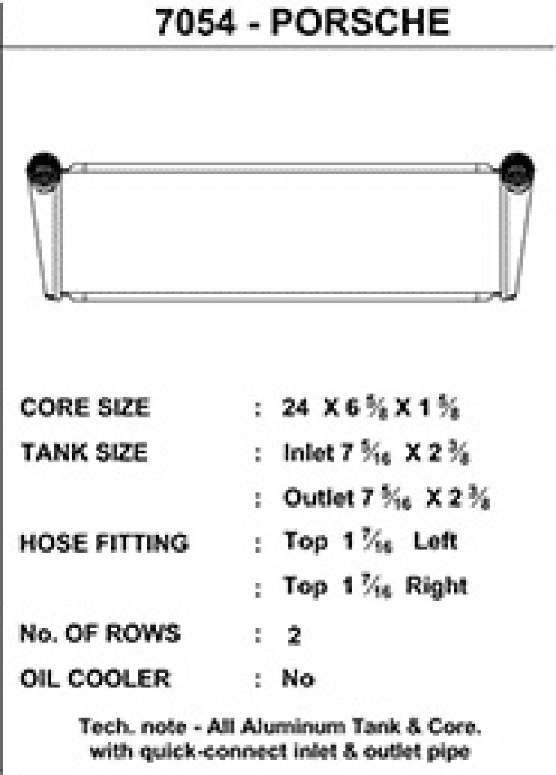 CSF Porsche 911 Turbo (997) Center Radiator 7054 7054 Technical Drawing