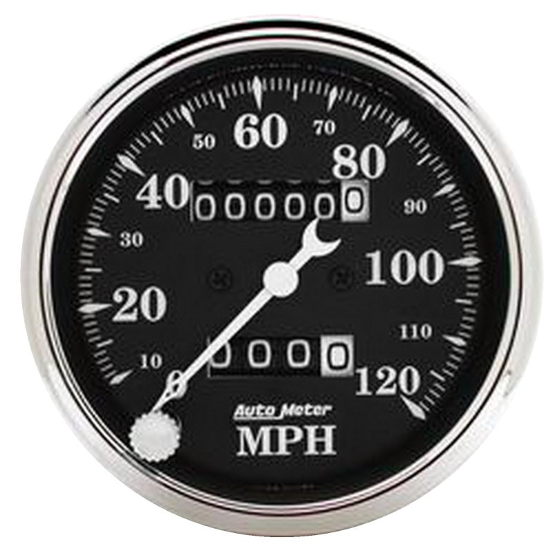 Autometer 3-1/8" Speedometer, 0-120 Mph, Mechanical, Old Tyme Black 1796 Photo - Primary