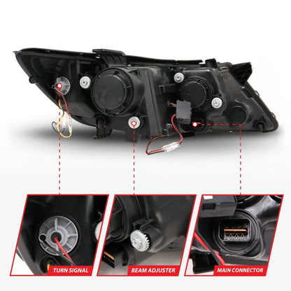 Anzo 2011-2013 Kia Optima Projector Headlights w/ Halo Black (CCFL) 121460 Photo - Unmounted