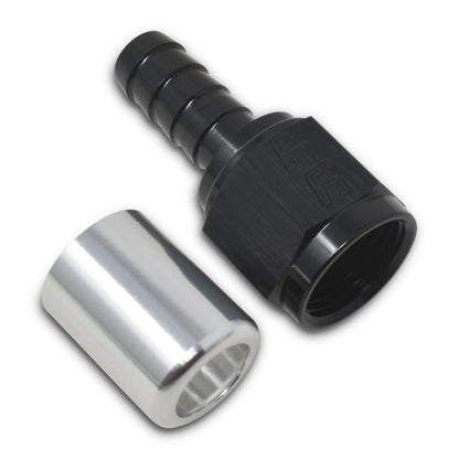 Russell Crimp-On Straight Hose End - Black / Silver 610523 Photo - out of package