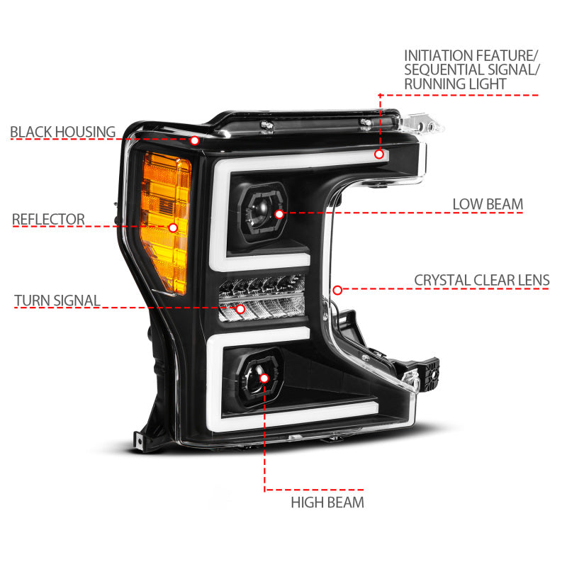 ANZO 20-22 Ford Super Duty (Halogen) Z-Series Full LED Proj Headlights SeqSig - Pass. Side ONLY 111620X-R 111620X-R User 1