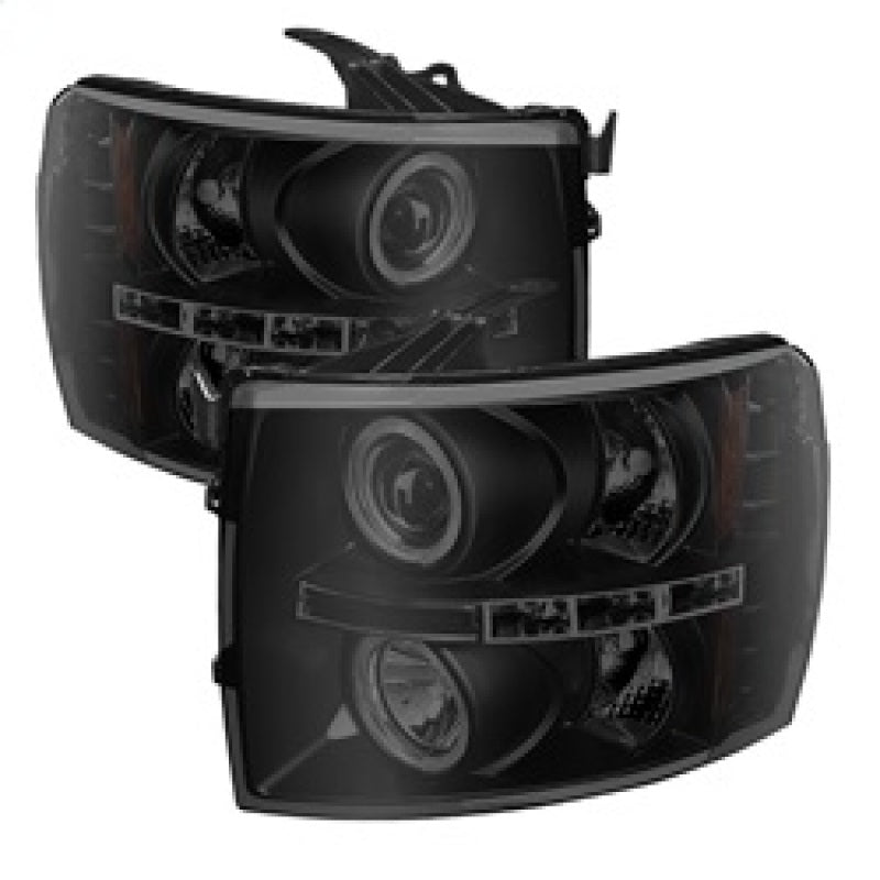 Spyder Chevy Silverado 1500/2500 07-13 Projector Headlights LED Halo LED Blk Smke PRO-YD-CS07-HL-BSM 5078322 5078322 Photo - Primary